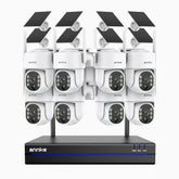 WBS400 - 4MP 8-Kanal Funk Überwachungssystem Set mit 8 Kameras, Dualband-WLAN, Bewegungserkennung, Zwei-Wege-Audio, 9000 mAh Akku & Solarstromversorgung, 270° Pan & 90° Tilt, lauter Alarm & bis zu 256 GB lokaler Speicher, kompatibel mit Alexa